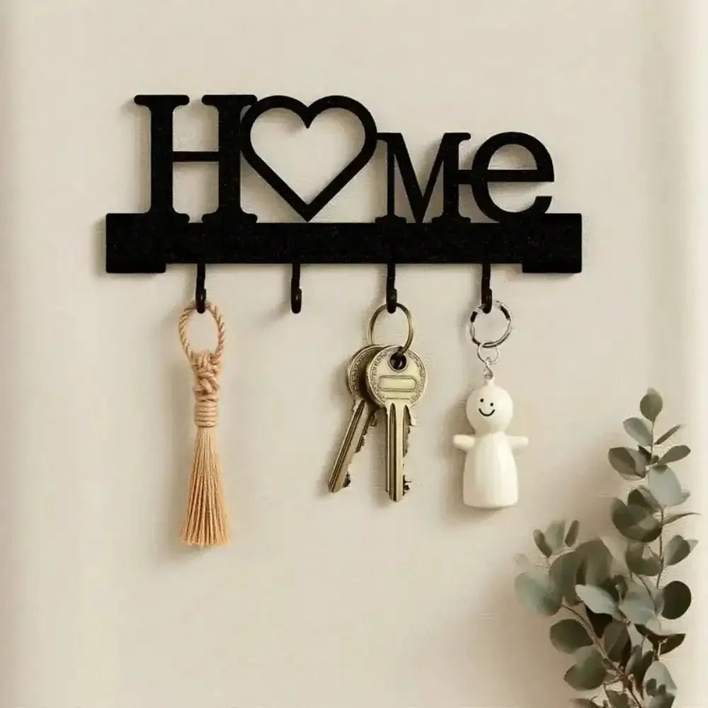 Wall Mounted Heart Key Holder With Adhesive Rack Hooks