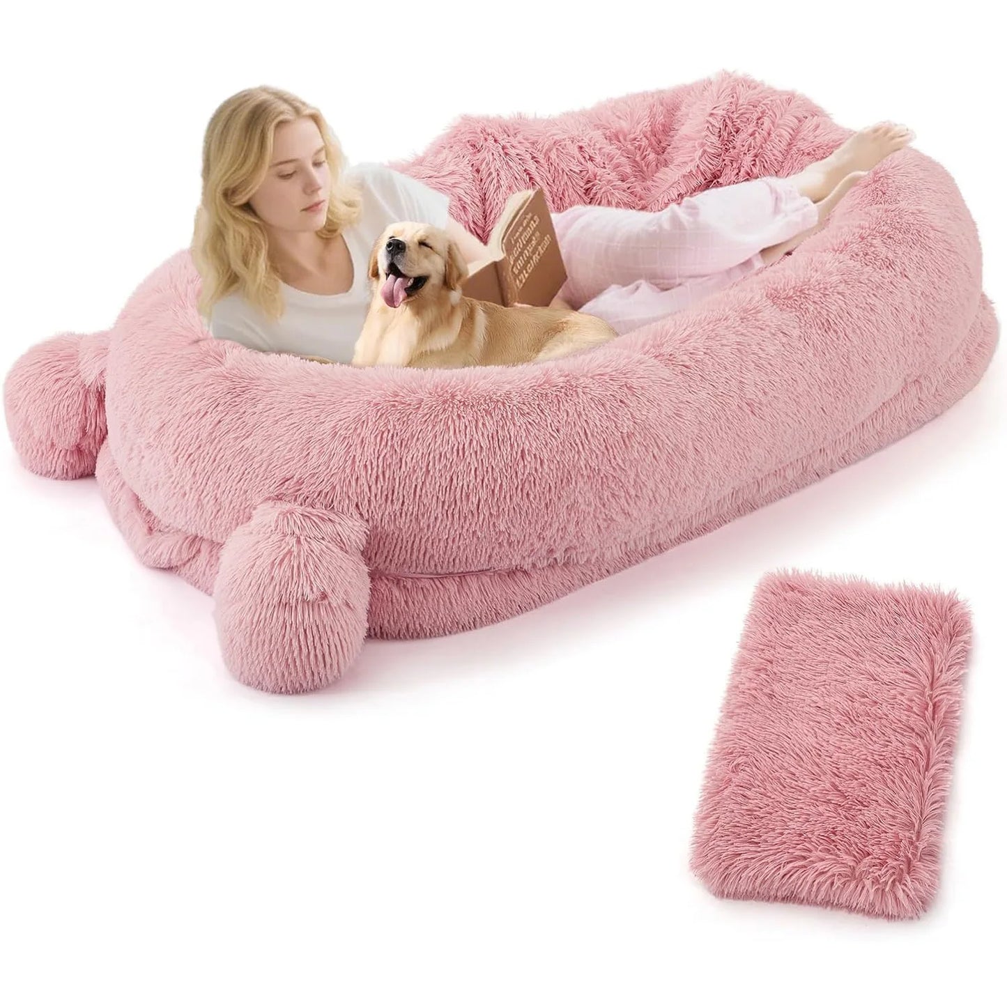 HiMISS Dog Bed With Removable Cover, Storage Pockets, Matching Blanket
