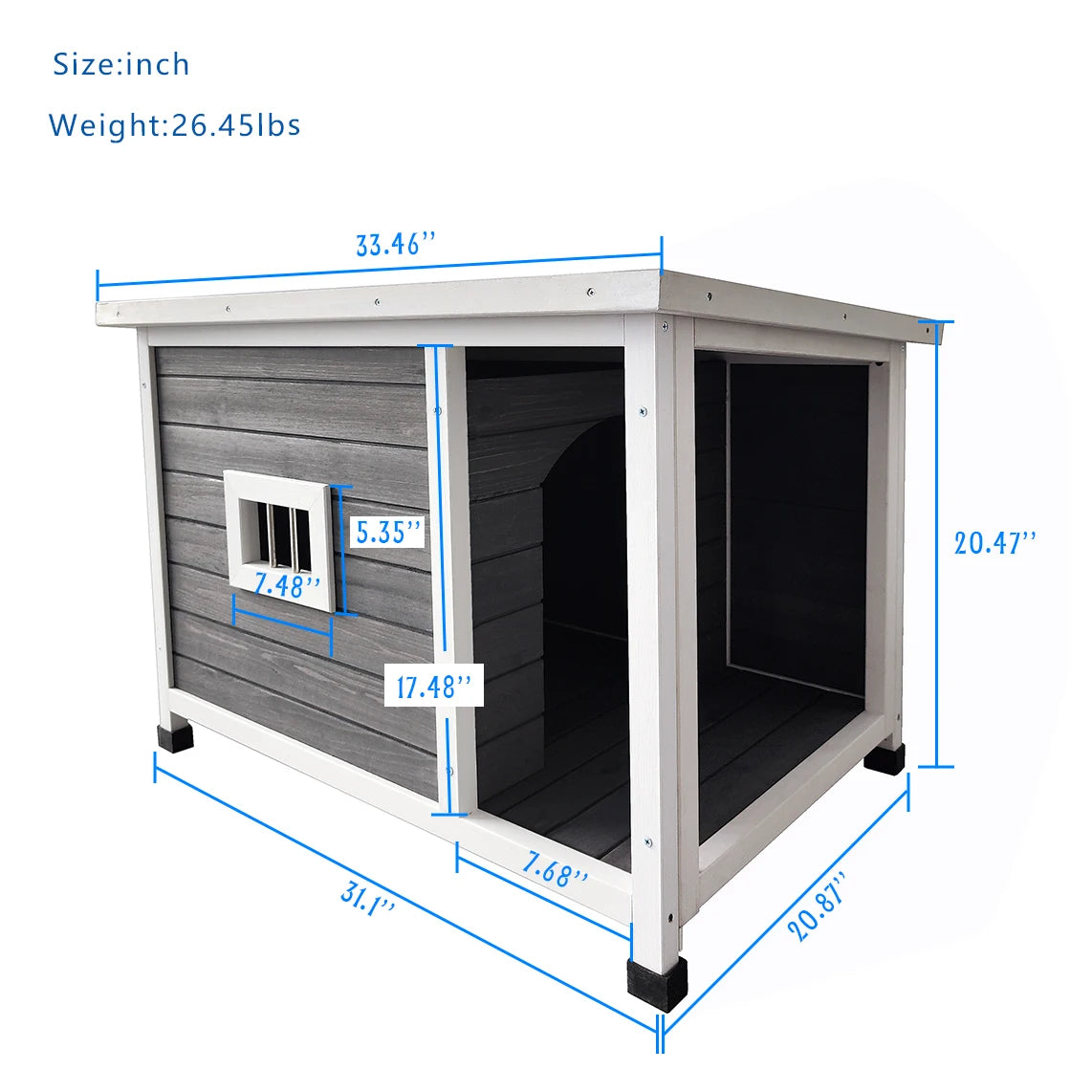Outdoor Wooden Puppy Kennel with Durable Roof and Porch Terrace