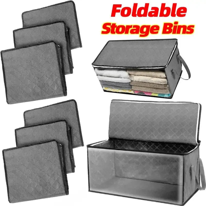 2/5PCS Foldable Blanket Storage Bag Thick Clothes Storage Bins Large Clear Sweater Quilts Organizer for Bedroom Closet Dorm