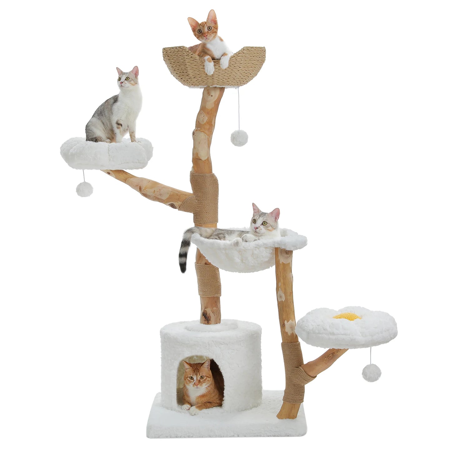 PAWZ Road Cat Tree Tower With Sisal Post And Wicker Basket Bed
