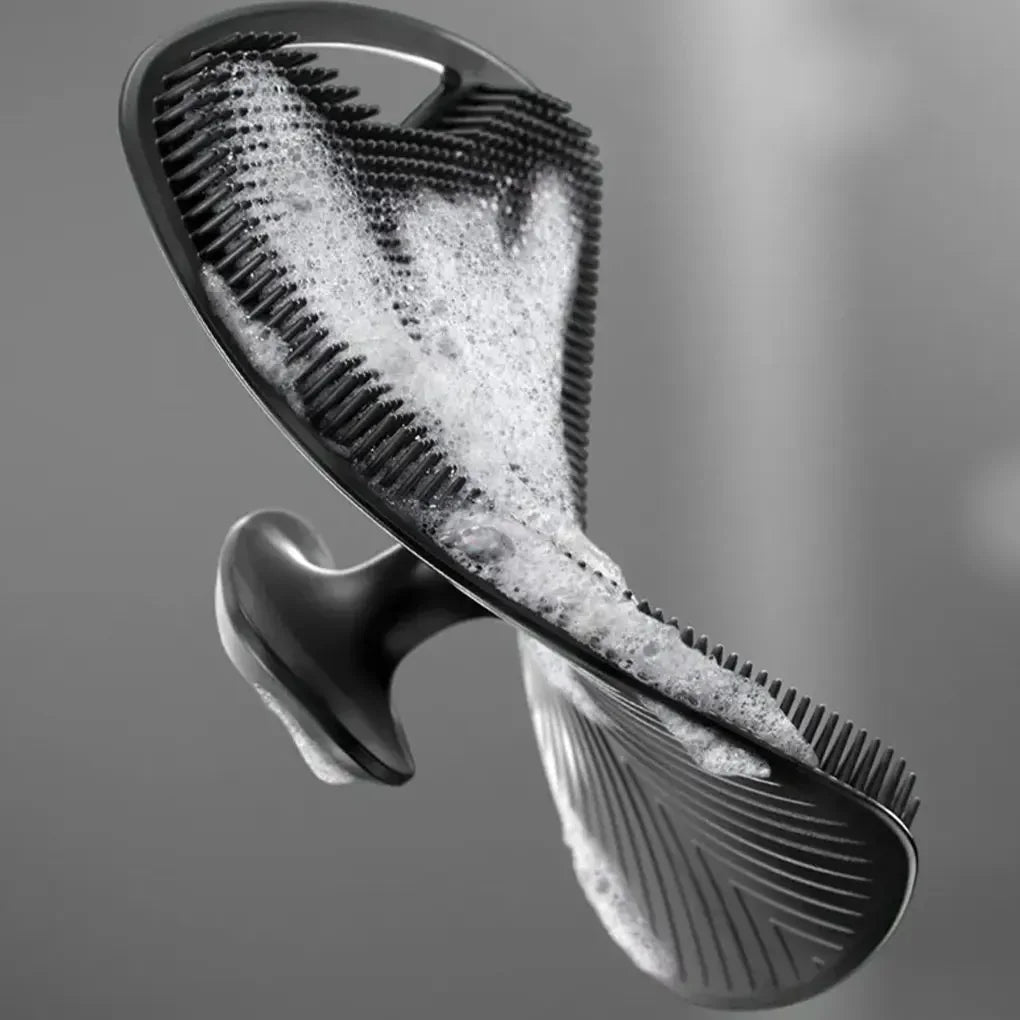Exfoliating Silicone Bath Brush Cleanser With No-Slip Handle