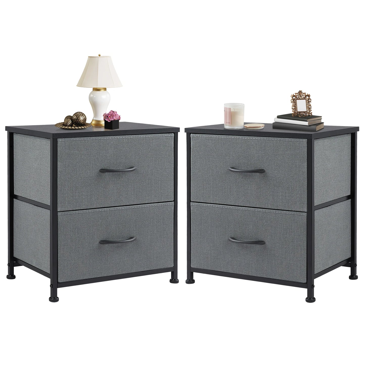JHK Nightstand Bedside Table With Storage Drawers Modern