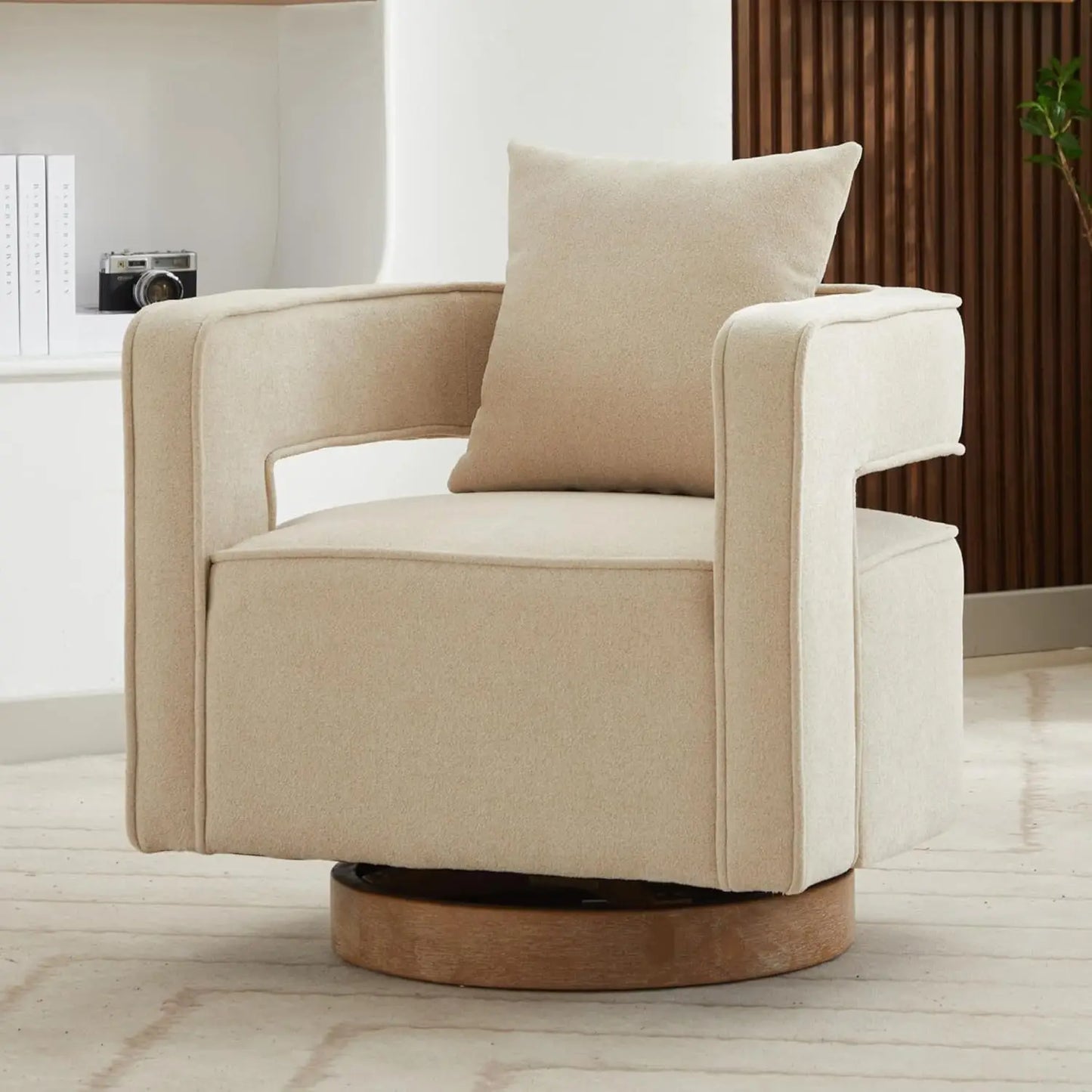 Upholstered Swivel Accent Chair Set Open Back Barrel Chairs