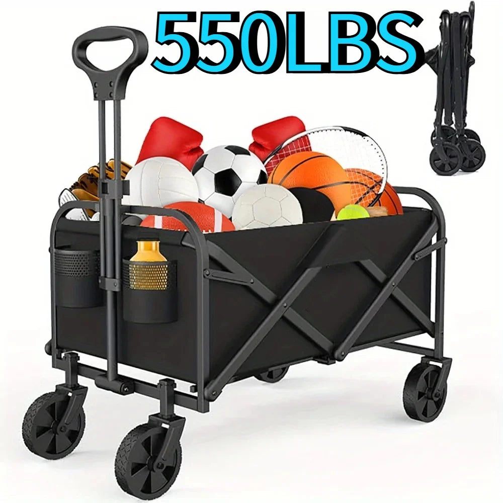 Wagon Cart Foldable Heavy Duty Utility Cart for Groceries, Sports, Gardening, Shopping portable folding cart foldable cat