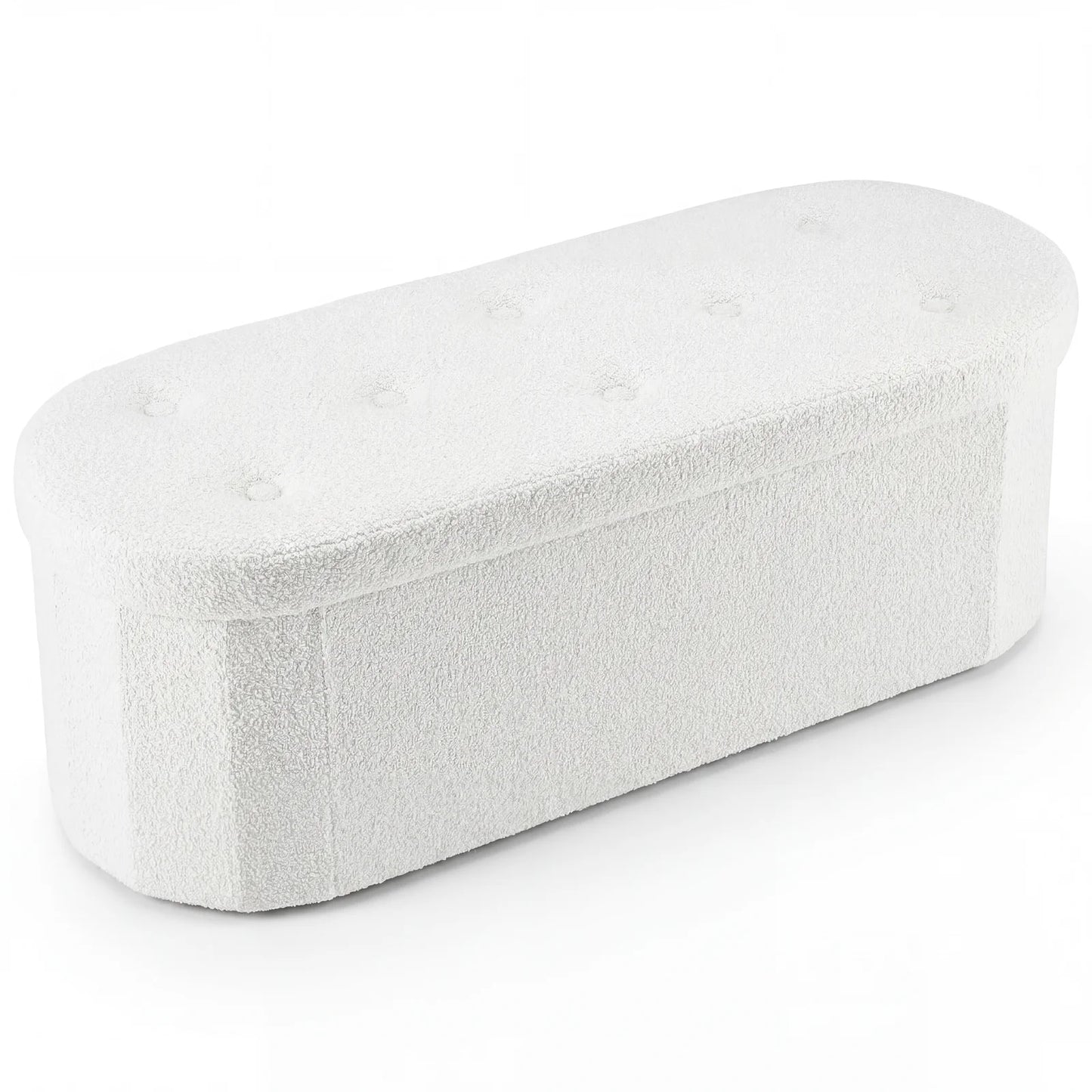 JHK Folding Storage Ottoman Bench With Teddy Fabric
