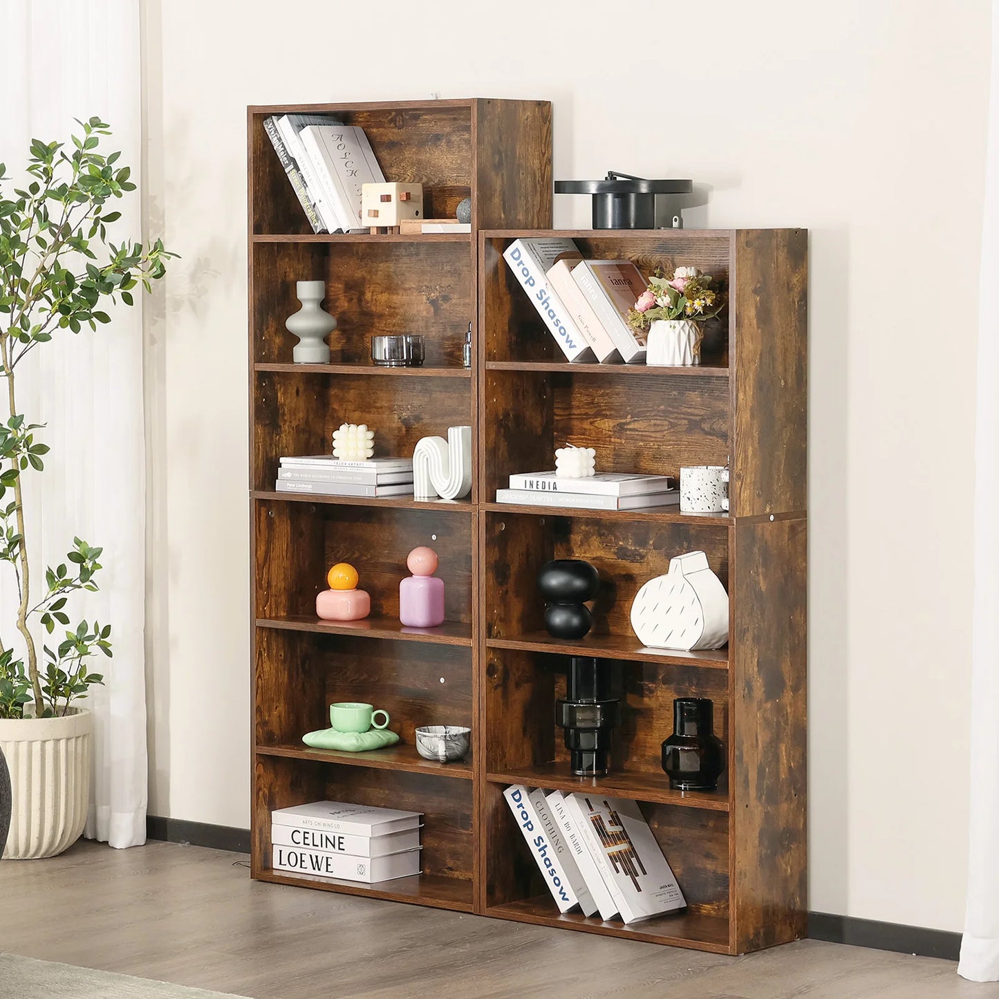 JHK Modern Wooden Floor Standing Bookcase For Home And Office Storage