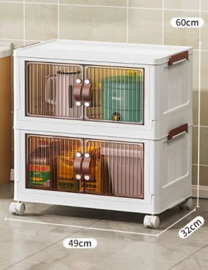 Three-Tier Foldable Storage Box With Wheels For Home And Office