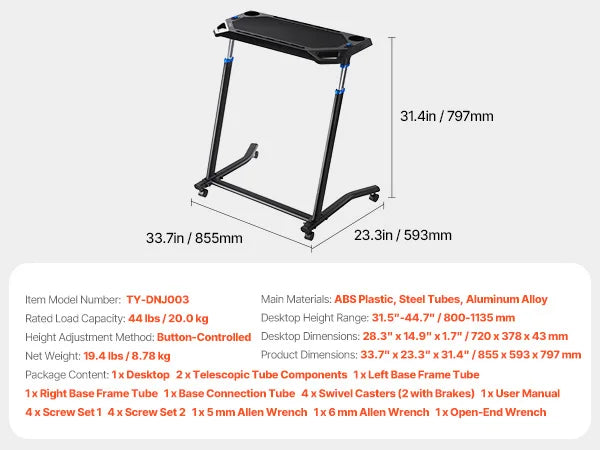 Foldable Cycling Desk For Home Office With Bike Trainer Treadmill