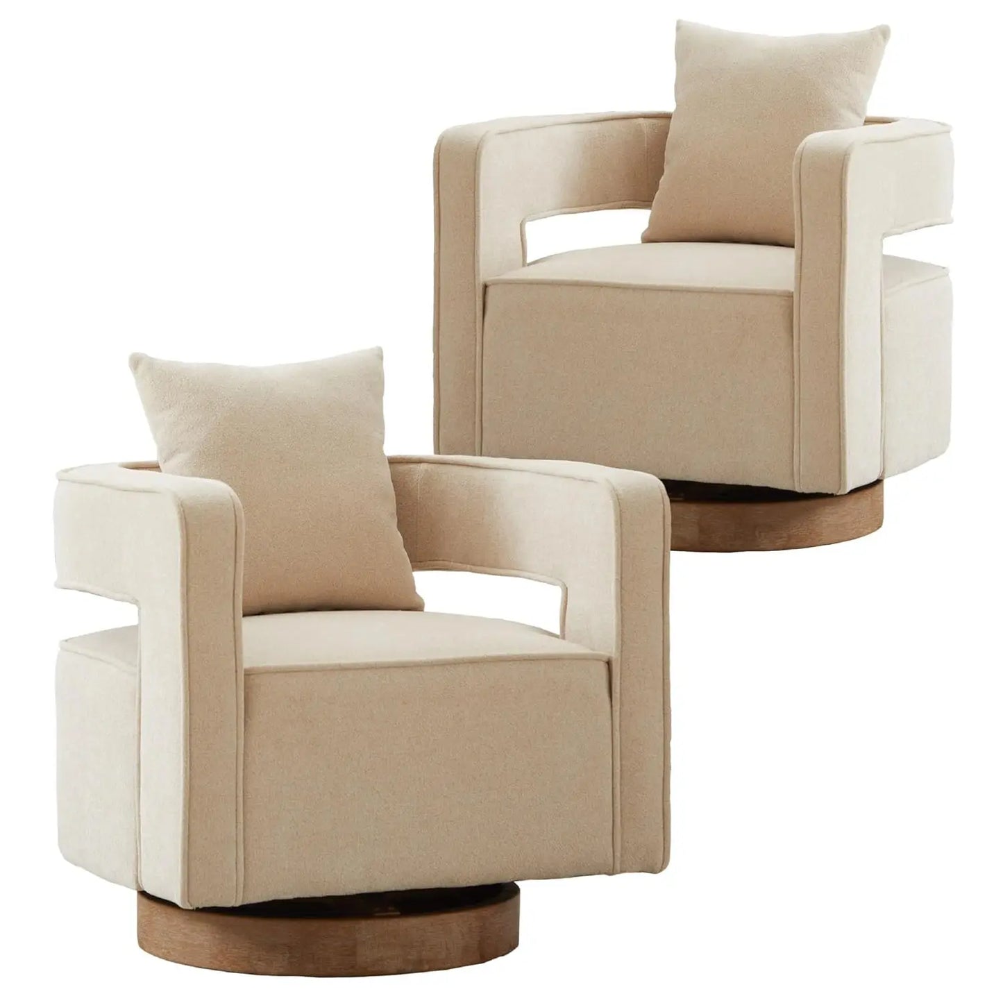 Upholstered Swivel Accent Chair Set Open Back Barrel Chairs