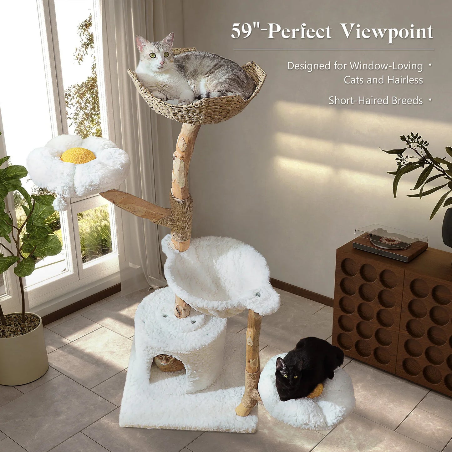 PAWZ Road Cat Tree Tower With Sisal Post And Wicker Basket Bed
