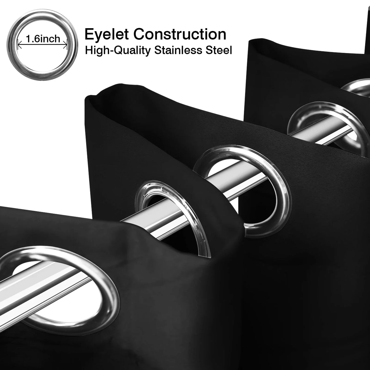 Thermal Insulated Blackout Curtains With Grommet Window Panels