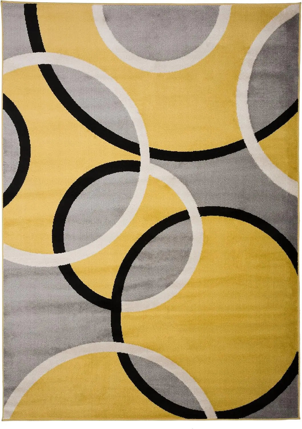 Abstract Circles Wool Silk Area Rug With Jute Backing