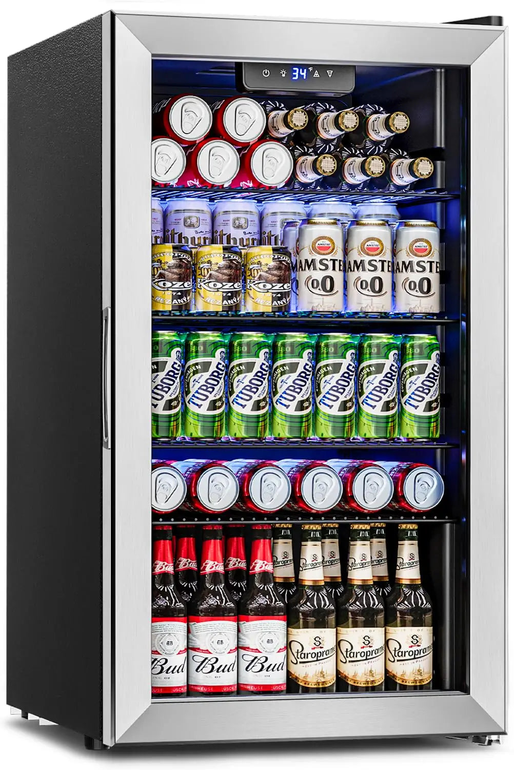 Beverage Refrigerator With Glass Door And Adjustable Shelves