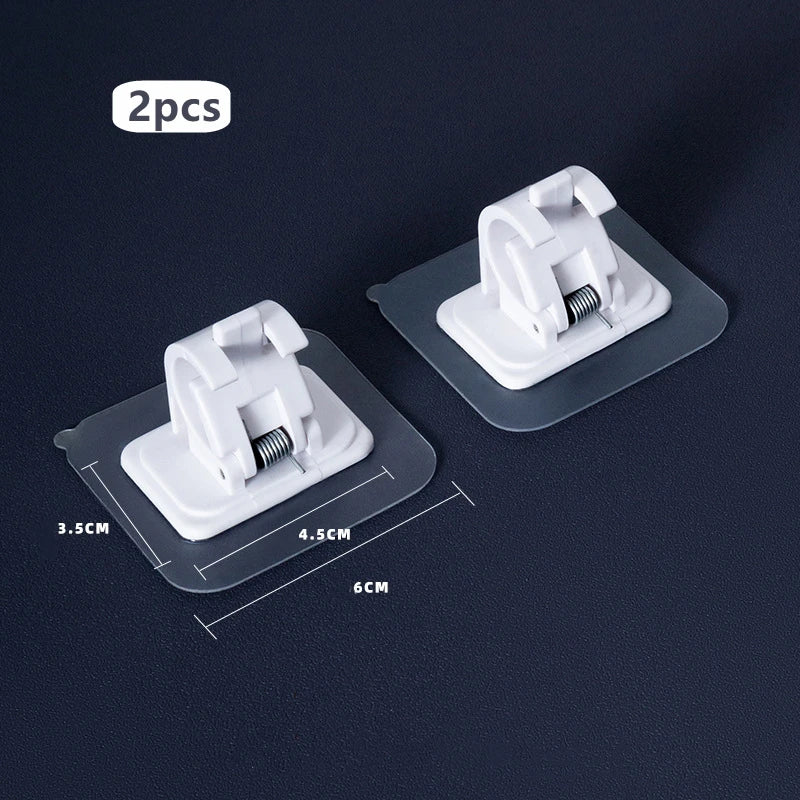 Nail Free Adjustable Curtain Rod Holders Clamp Hooks Self Adhesive