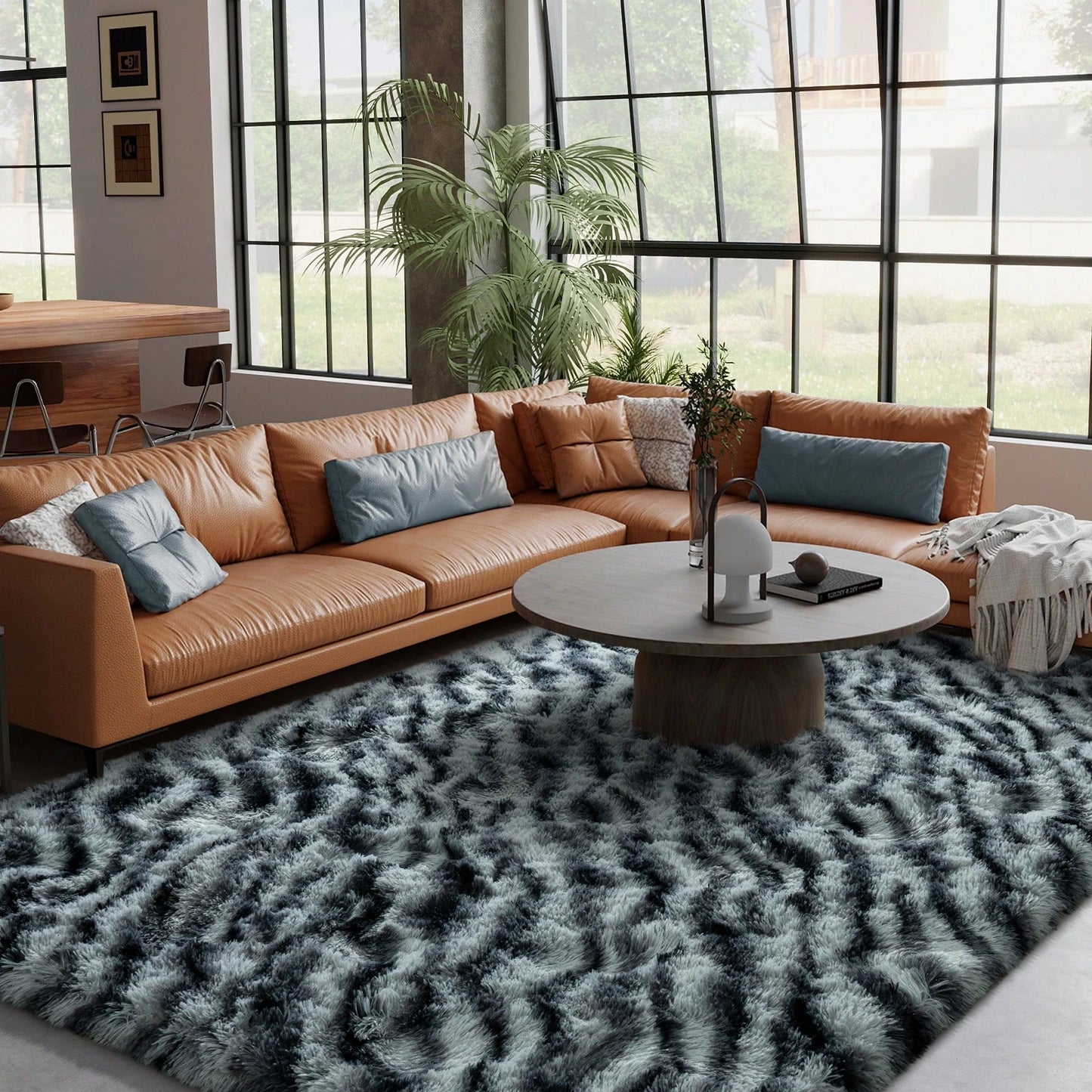 Fluffy Shag Zebra Print Rug For Bedroom And Living Room