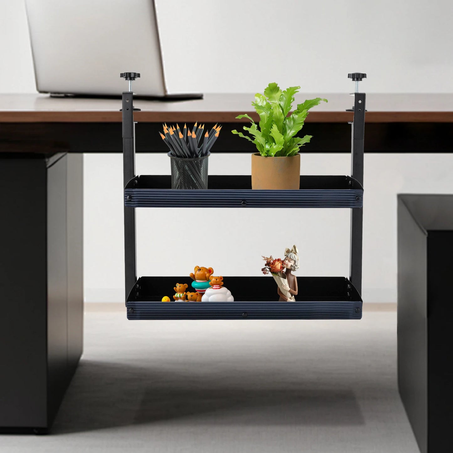 Clamp-On Desk Shelf Two-Tier Corner Organizer For Home Office