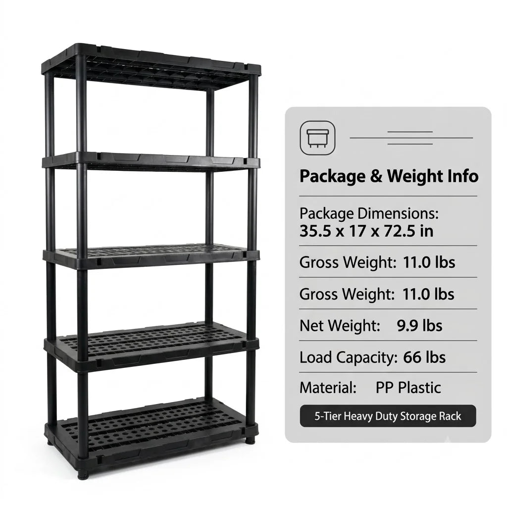 Plastic Storage Shelving Unit Four And Five Tier Heavy Duty Utility Rack
