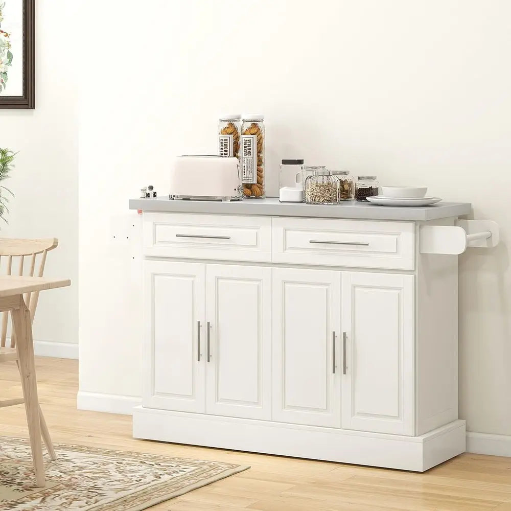 Stainless Steel Top Rolling Kitchen Island Cart With Wheels