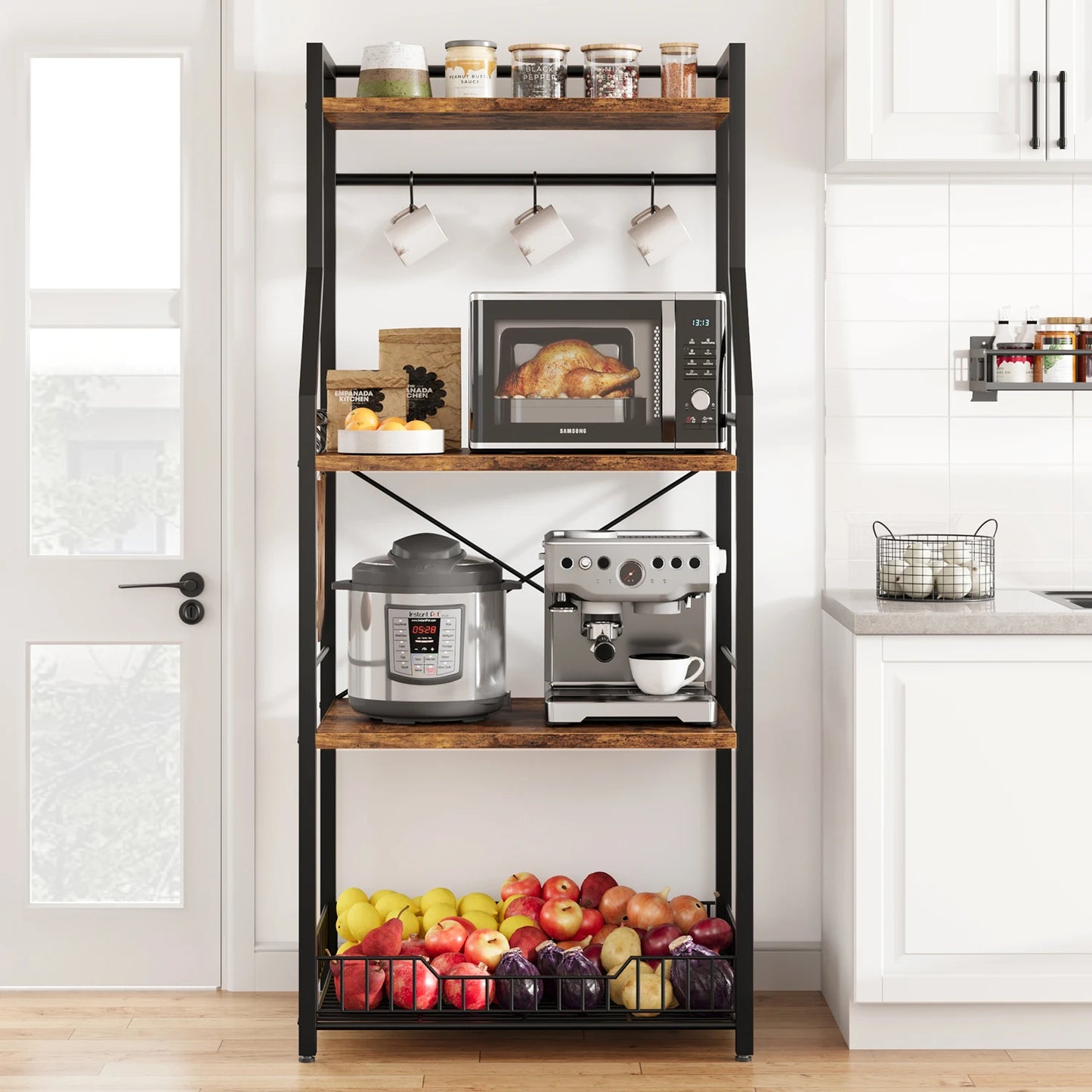 Twister.CK Kitchen Bakers Rack Microwave Oven Stand 4-Tier