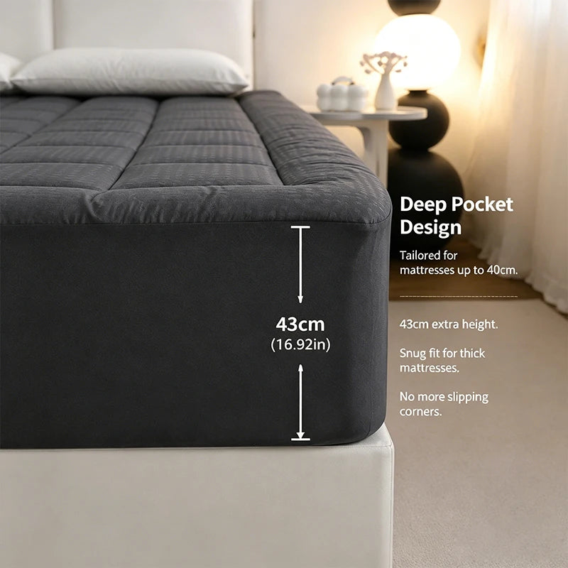 Twin Full Queen King Dark Grey White 360g Per Square Meter Filling Mattress Topper Mattress Protector Cover