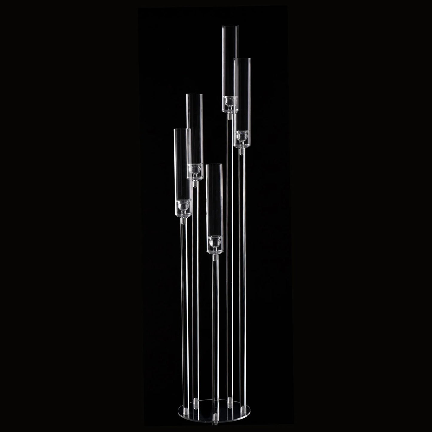 Acrylic 5-Arm Candelabra LED Taper Candle Holders Centerpieces