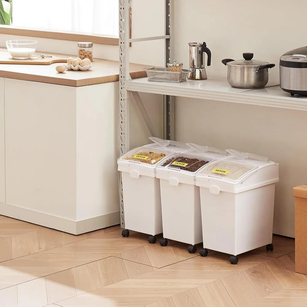 Ingredient Storage Bin With Wheels And Sliding Lid Set