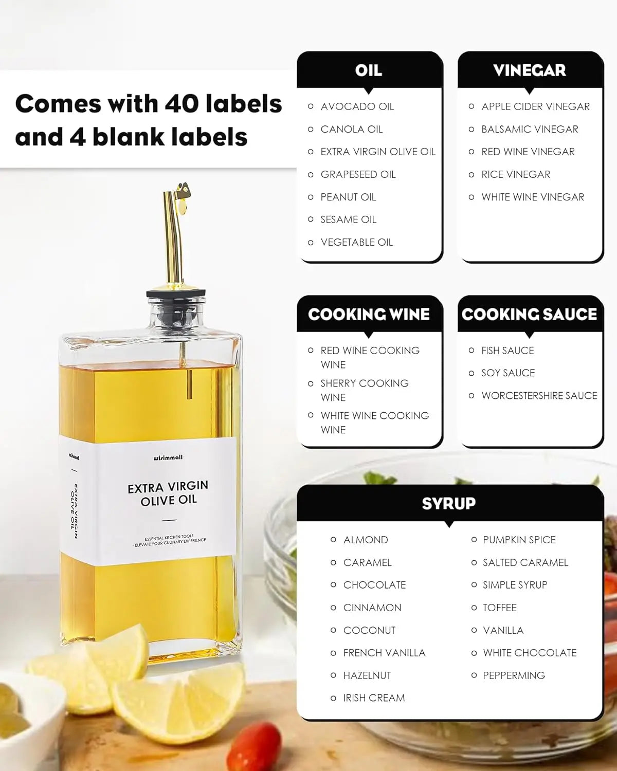 Olive Oil Dispenser Set Of 2 Glass Bottles For Kitchen