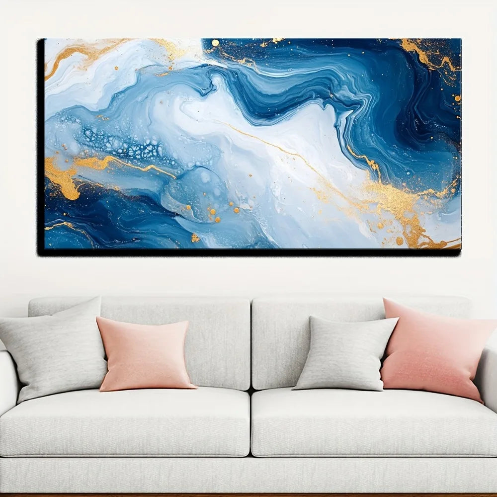 Abstract Wave Texture Oil Painting In Solid Wood Frame