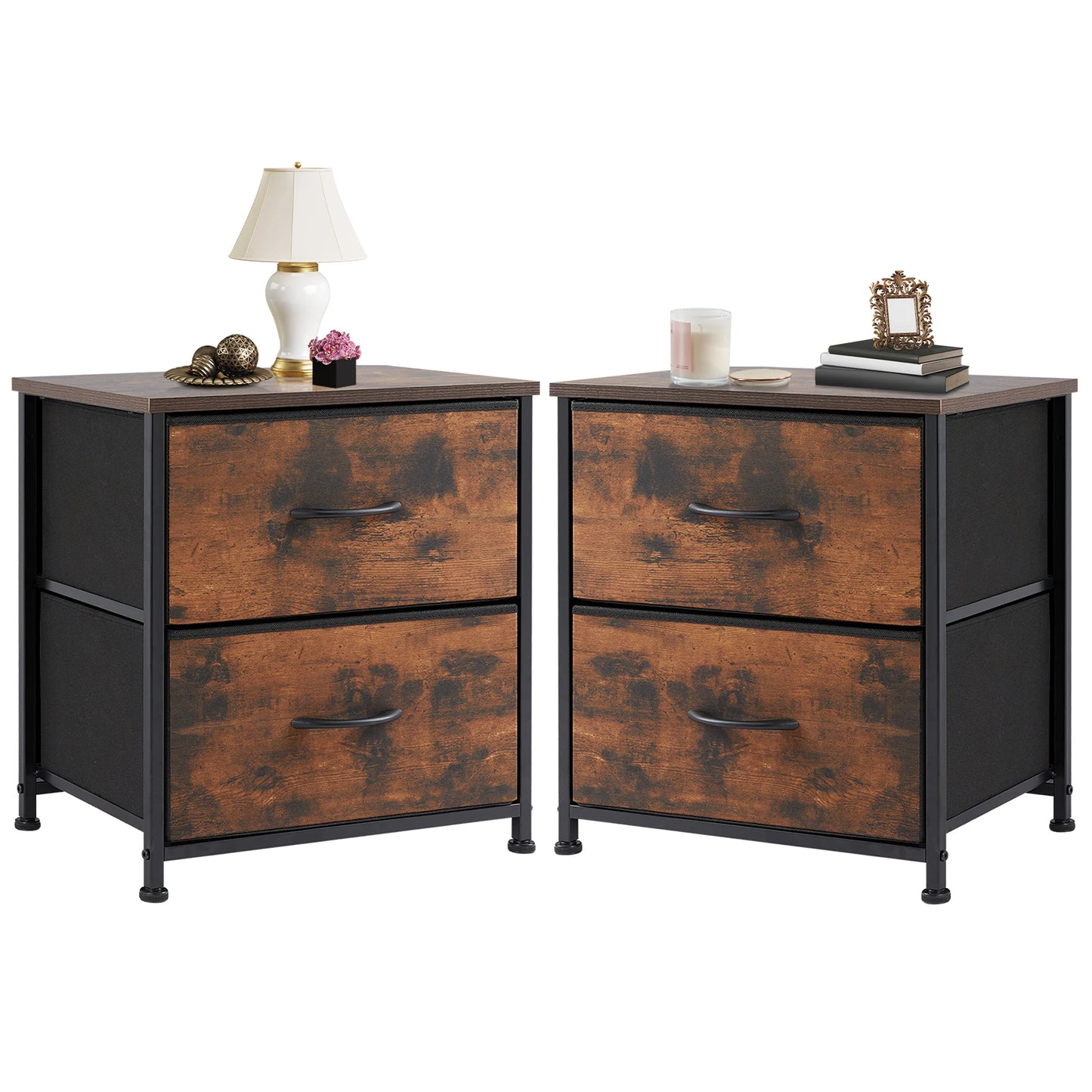 JHK Nightstand Bedside Table With Storage Drawers Modern