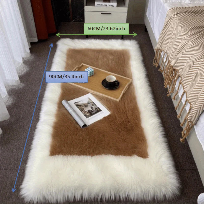 Soft Fluffy Sheepskin Rug Non Slip Machine Washable Carpet
