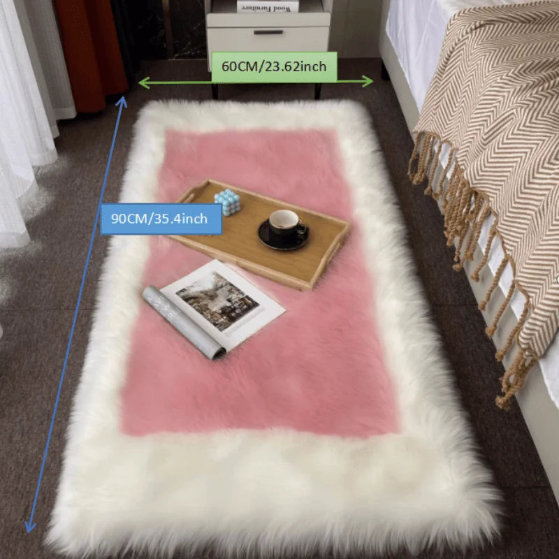 Soft Fluffy Sheepskin Rug Non Slip Machine Washable Carpet