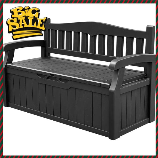 Lockable Outdoor Storage Bench With Cushions For Patio And Garden