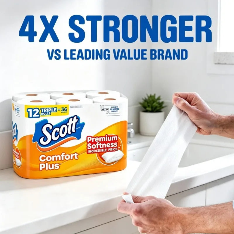 Scott Comfort Plus Soft Toilet Paper Absorbent Septic Safe Tissue