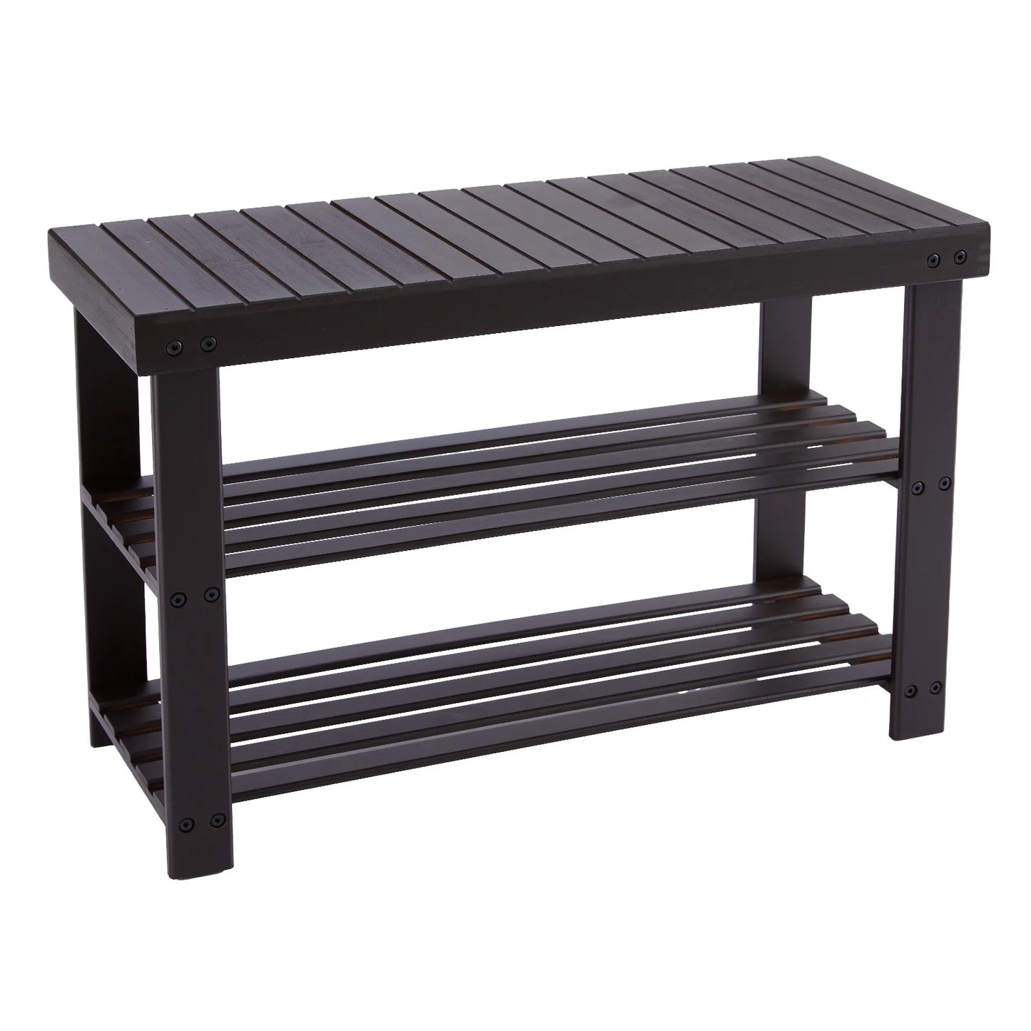 JHK 3-Tier Bamboo Entryway Bench Shoe Storage Organizer