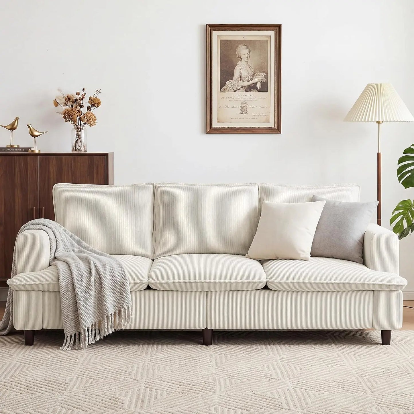 3 Seater Couch, 83" Comfy Corduroy Sofa with Deep Seat, Modern Sofa Couch for Living Room, Office, Bedroom, Apartment, Custom
