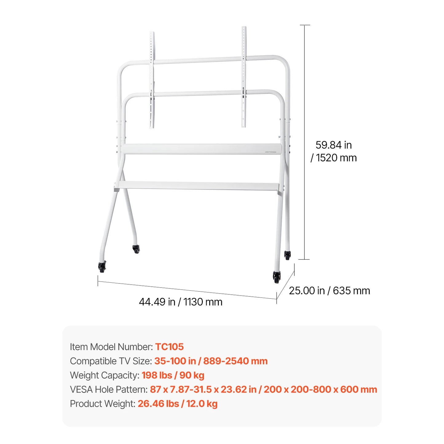SucceBuy Rolling TV Stand With Wheels For Versatile TVs