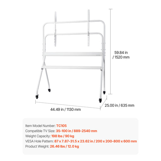 SucceBuy Rolling TV Stand With Wheels For Versatile TVs