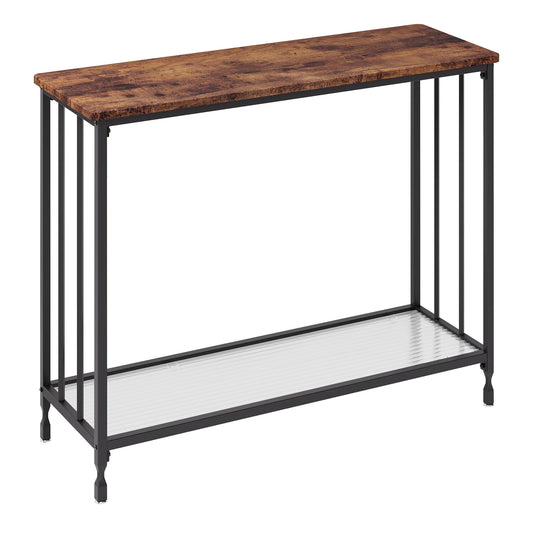 HobbyLane Console Table Sofa Table With Glass Shelf Metal Frame