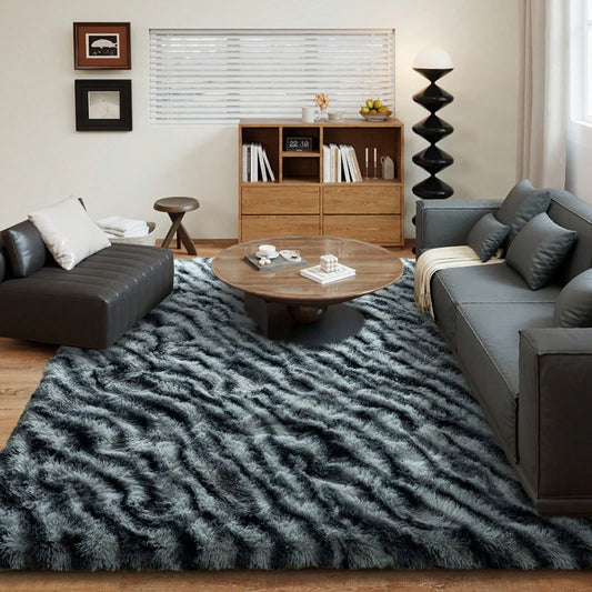 Fluffy Shag Zebra Print Rug For Bedroom And Living Room