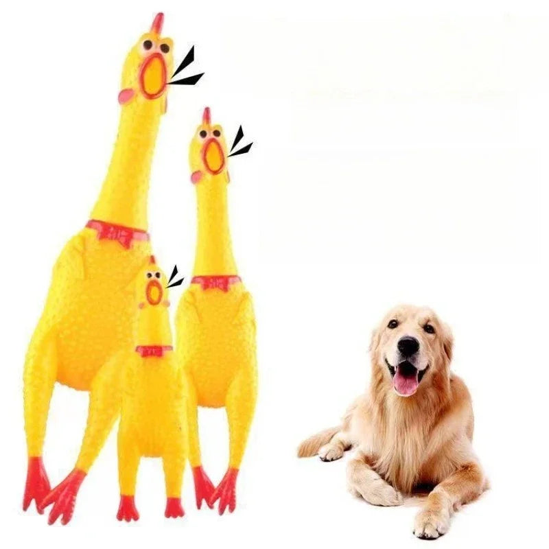 DKSTINYE Squeaky Chicken Dog Toy Squeaker Chew Rubber Toy