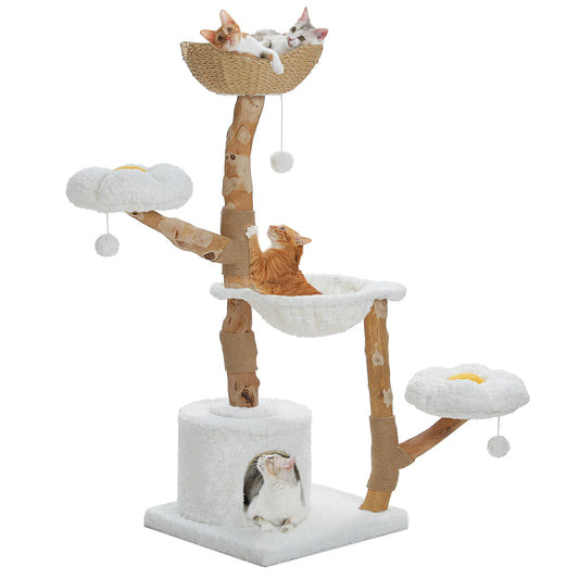 PAWZ Road Cat Tree Tower With Sisal Post And Wicker Basket Bed