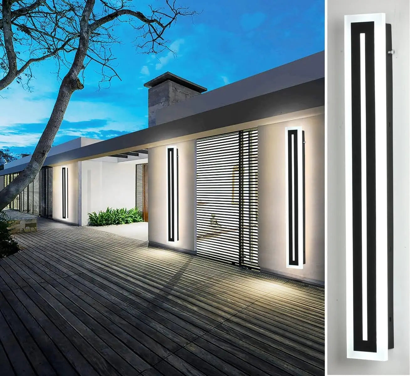 Outdoor Long Strip LED Wall Light Sconce Frosted Acrylic IP67