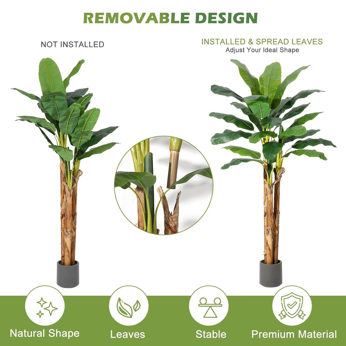HiMISS Artificial Banana Tree Faux Plant Planter Home Decor