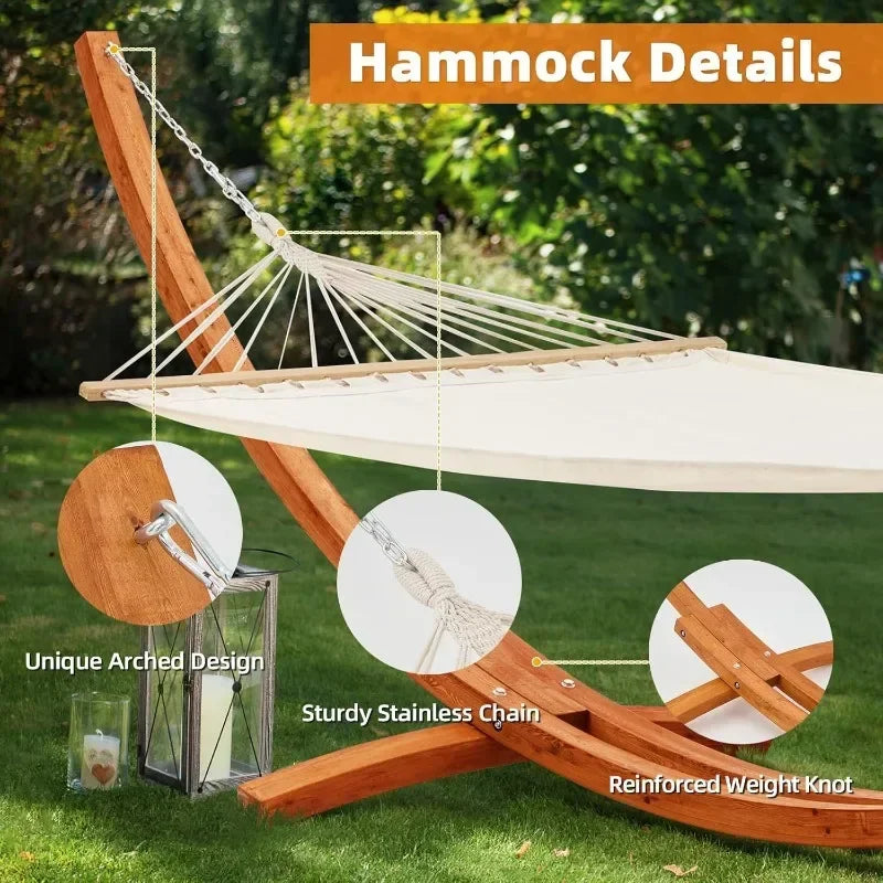 ECOTOUGE 14 FT Hammock with Stand, 2 Person Heavy Duty Hammock Stand, Large Hammock Bed for Porch,Patio, Balcony,Garden,Backyard