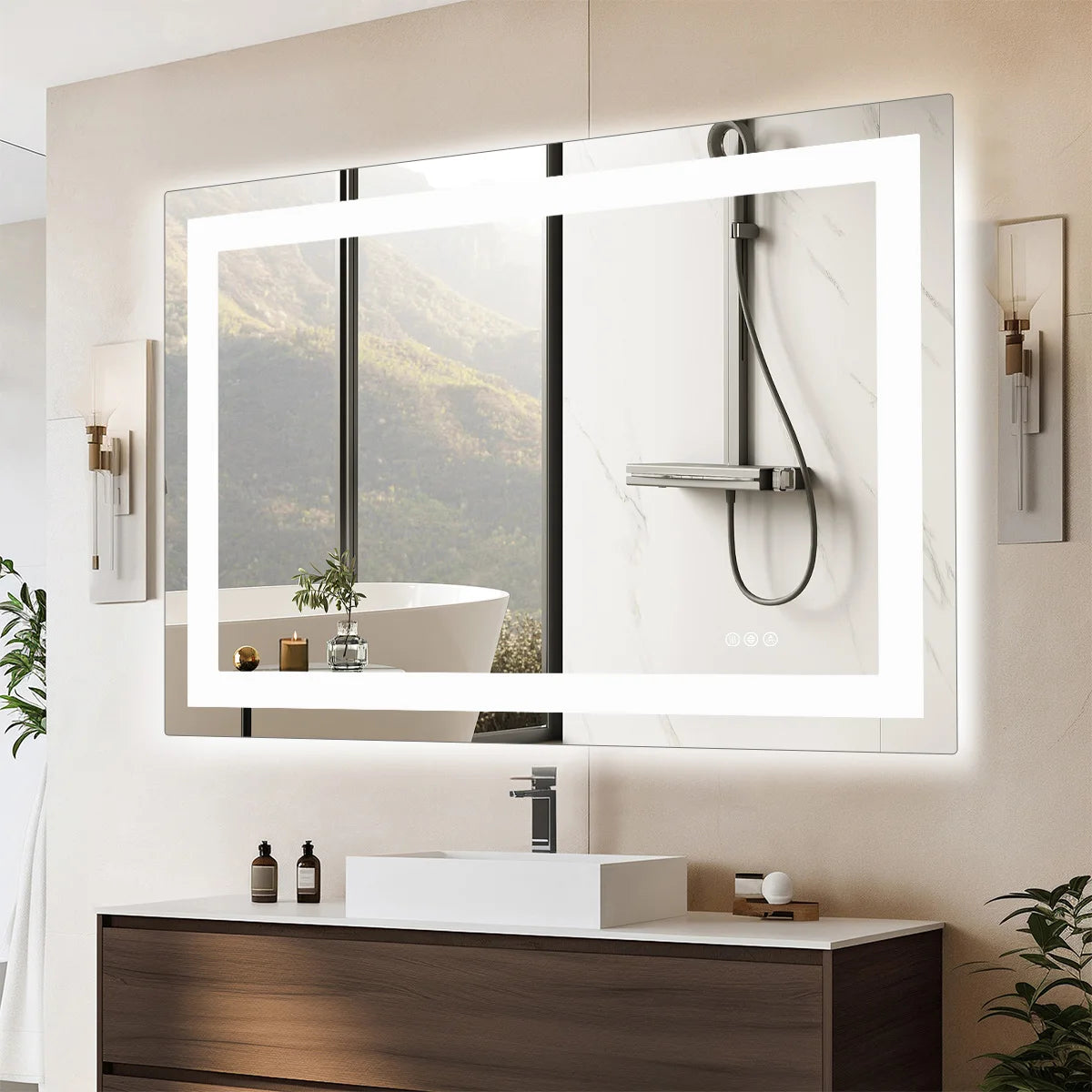 JHK LED Bathroom Vanity Mirror With Tempered Glass And Backlight