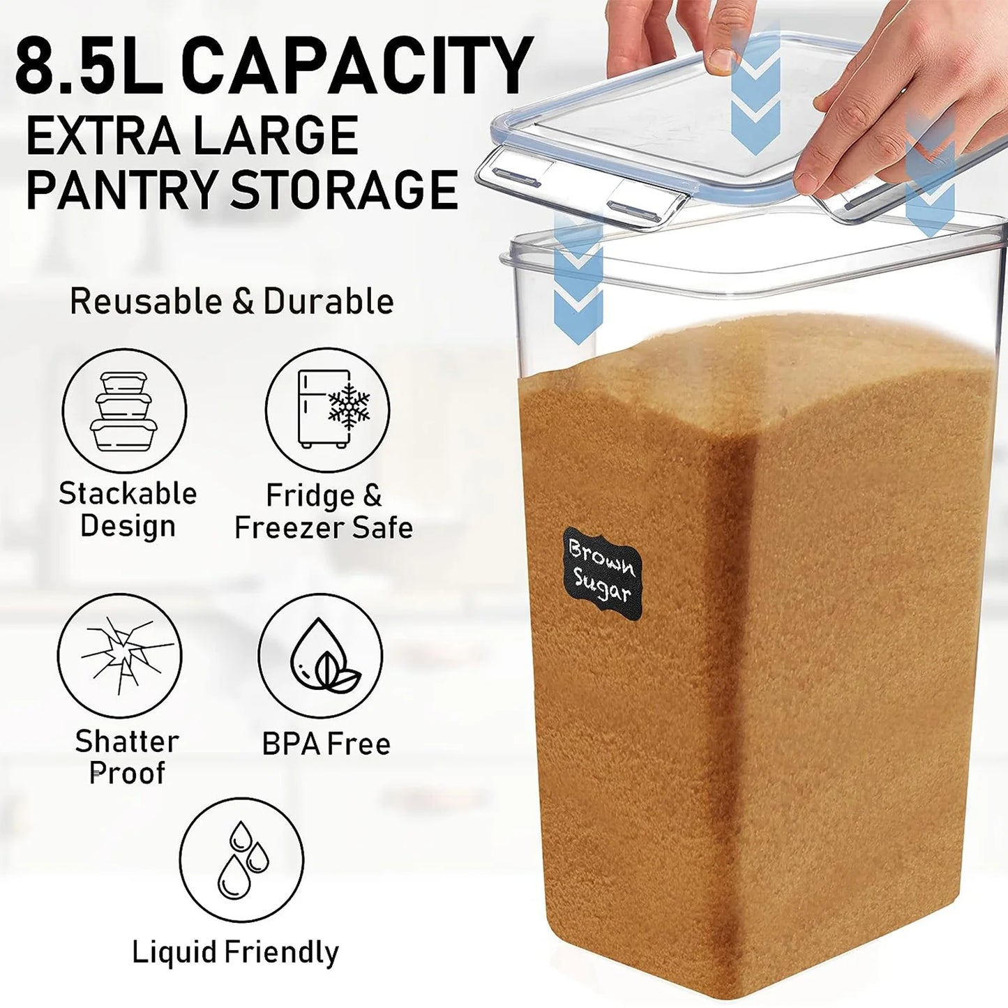 Food Storage Containers Set With Airtight Lids For Pantry Organization