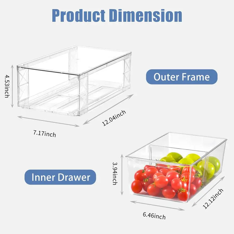 Drawers Storage, 6Pack Clear Stackable Storage Drawers, Acrylic Storage Bins with Drawers for Fridge Organizers, PlasticDrawers