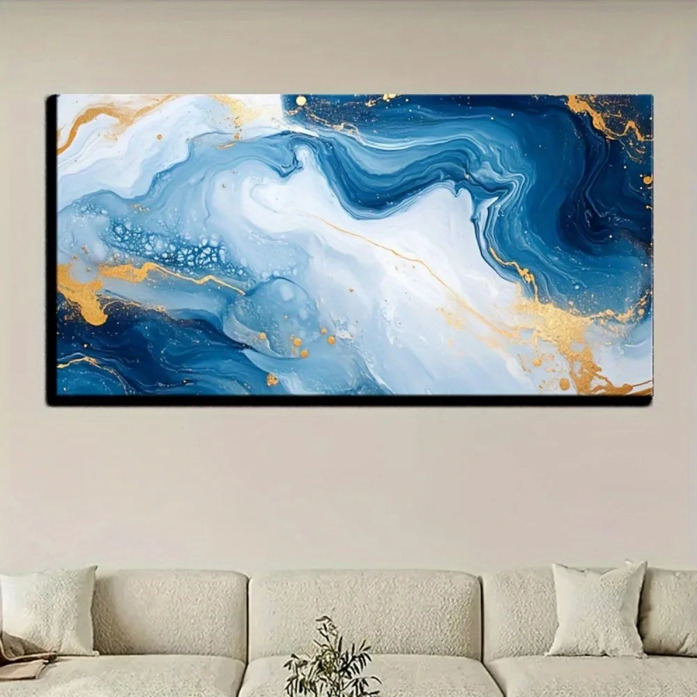 Abstract Wave Texture Oil Painting In Solid Wood Frame