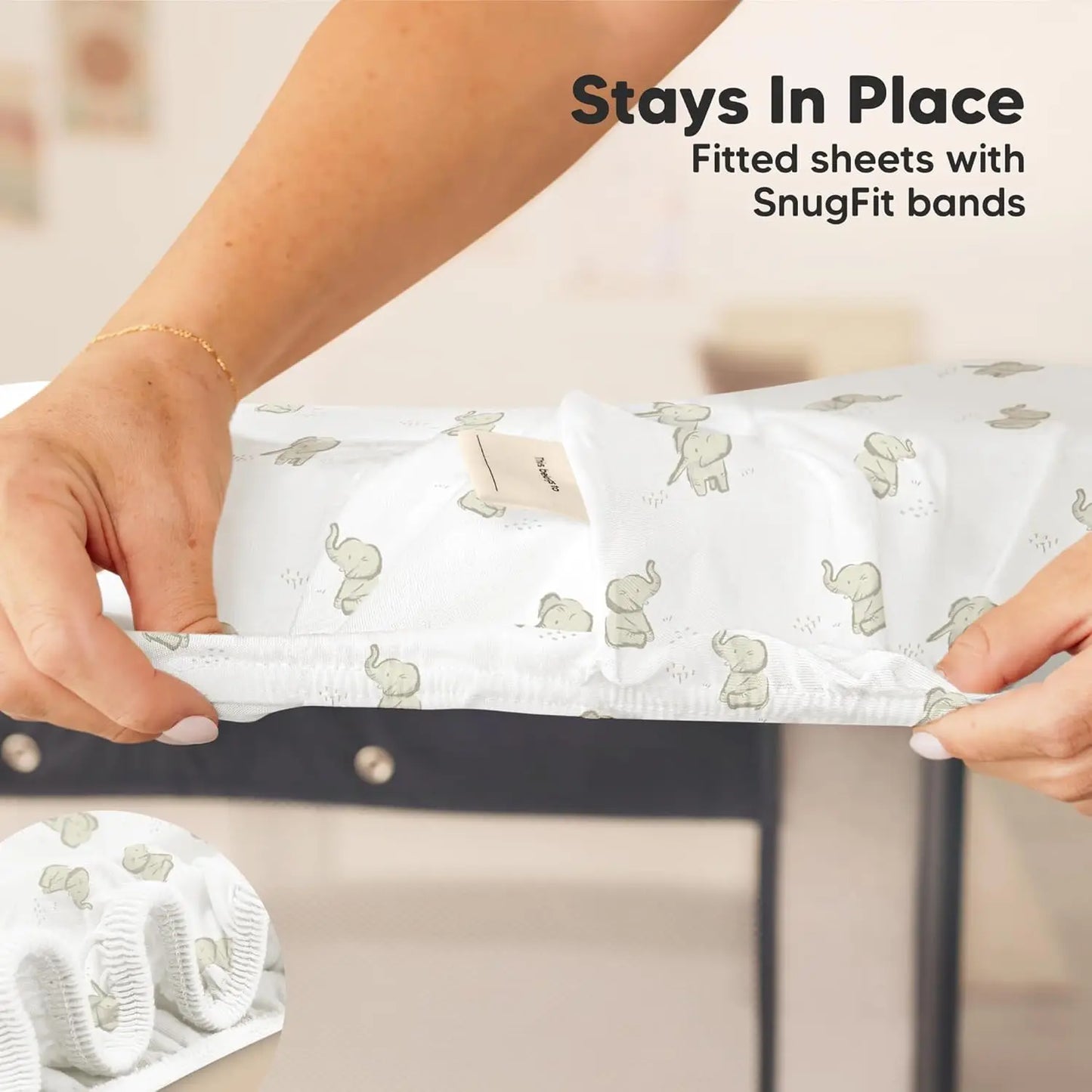 2-Pack Mini Crib Sheets Fitted - 38x26 Pack N Play Sheets for Pack and Play Mattress, Organic Cotton, Soft & Breathable Playard